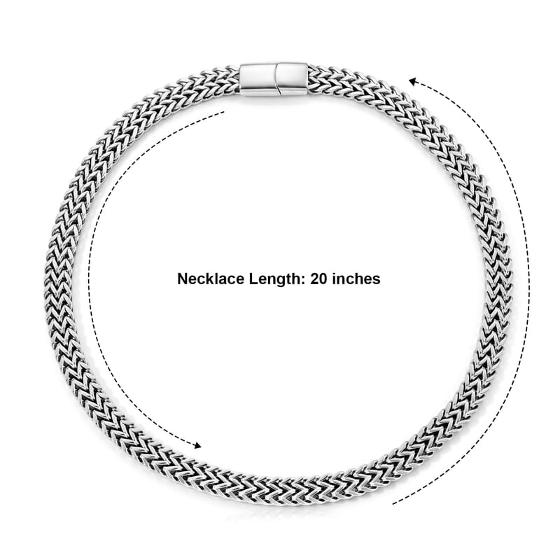Fashionable Two Row Spiga Chain Necklace in Stainless Steel 20 Inches