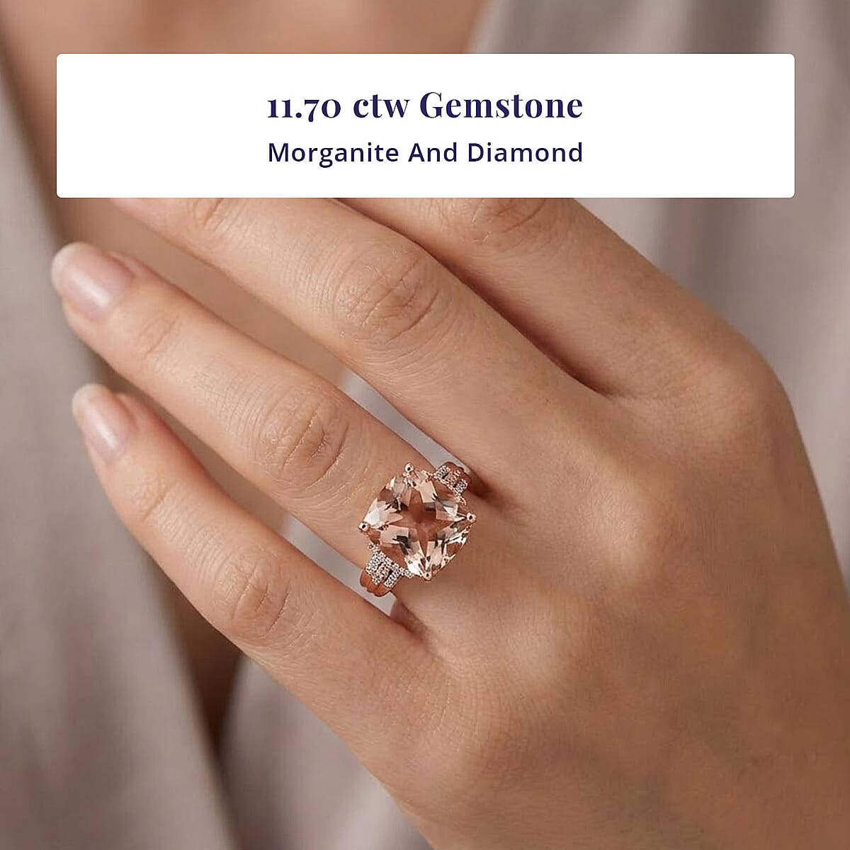 Luxoro AAA Marropino Morganite, Natural Pink and White Diamond Ring in 14K Rose Gold 11.70 ctw (Size 8.0) image number 1
