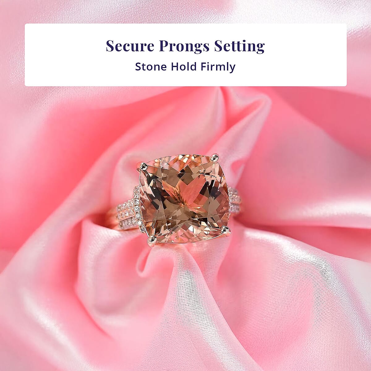 Luxoro AAA Marropino Morganite, Natural Pink and White Diamond Ring in 14K Rose Gold 11.70 ctw (Size 8.0) image number 3