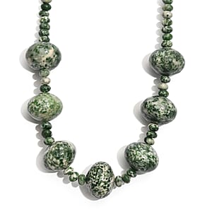 EverTrue Green Jasper 450.00 ctw Roundel Necklace in Platinum Bond 18 Inches