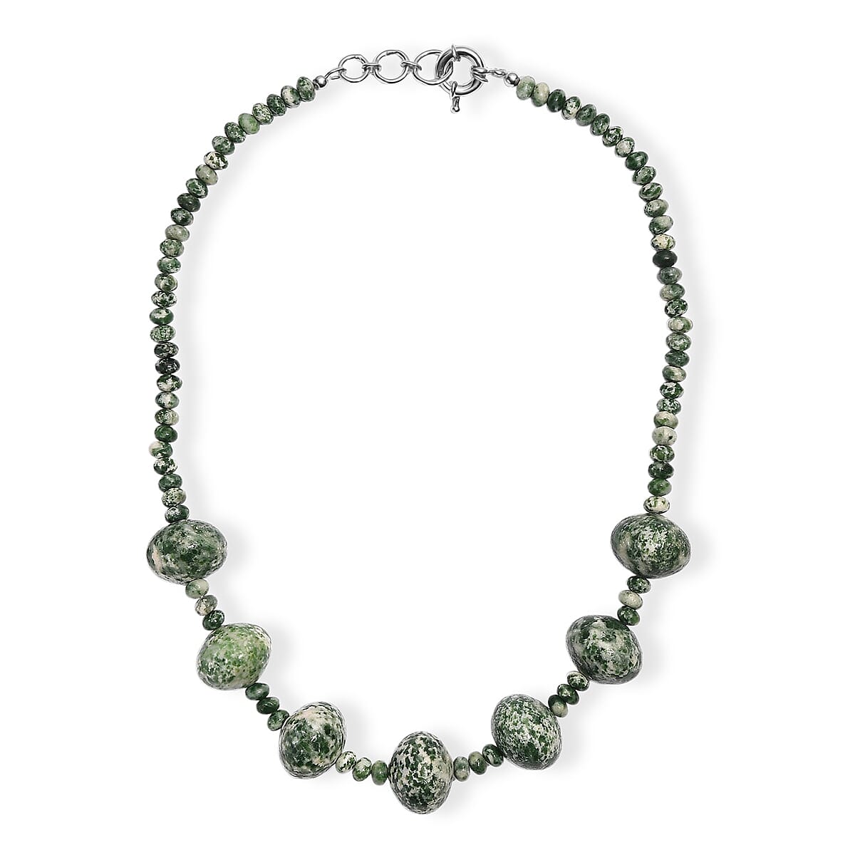 EverTrue Green Jasper 450.00 ctw Roundel Necklace in Platinum Bond 18 Inches image number 3