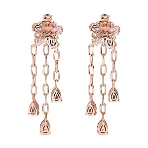 D'Joy Rose De France Amethyst and White Zircon 10.10 ctw Earrings in 18K Vermeil Rose Gold Over Sterling Silver