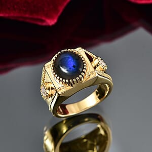EverTrue AAA Malagasy Labradorite, Rainbow Moonstone Ring in 18K YG Plated 5.40 ctw (Size 10.0)
