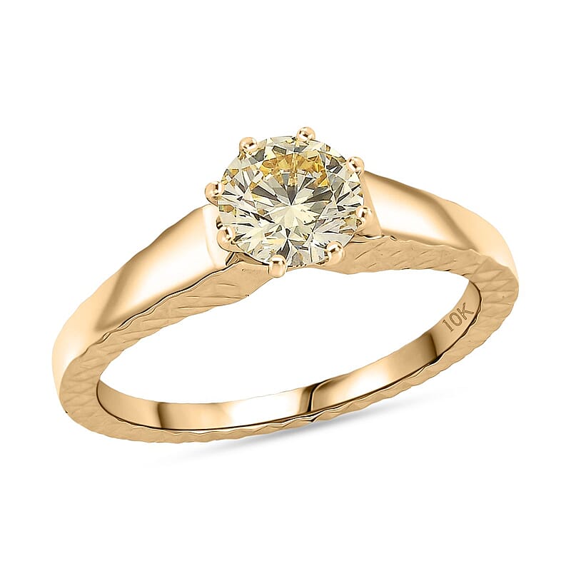 Luxuriant Lab Grown Yellow Diamond (VS) Solitaire Ring in 10K Yellow Gold 1.00 ctw (Size 10.0)