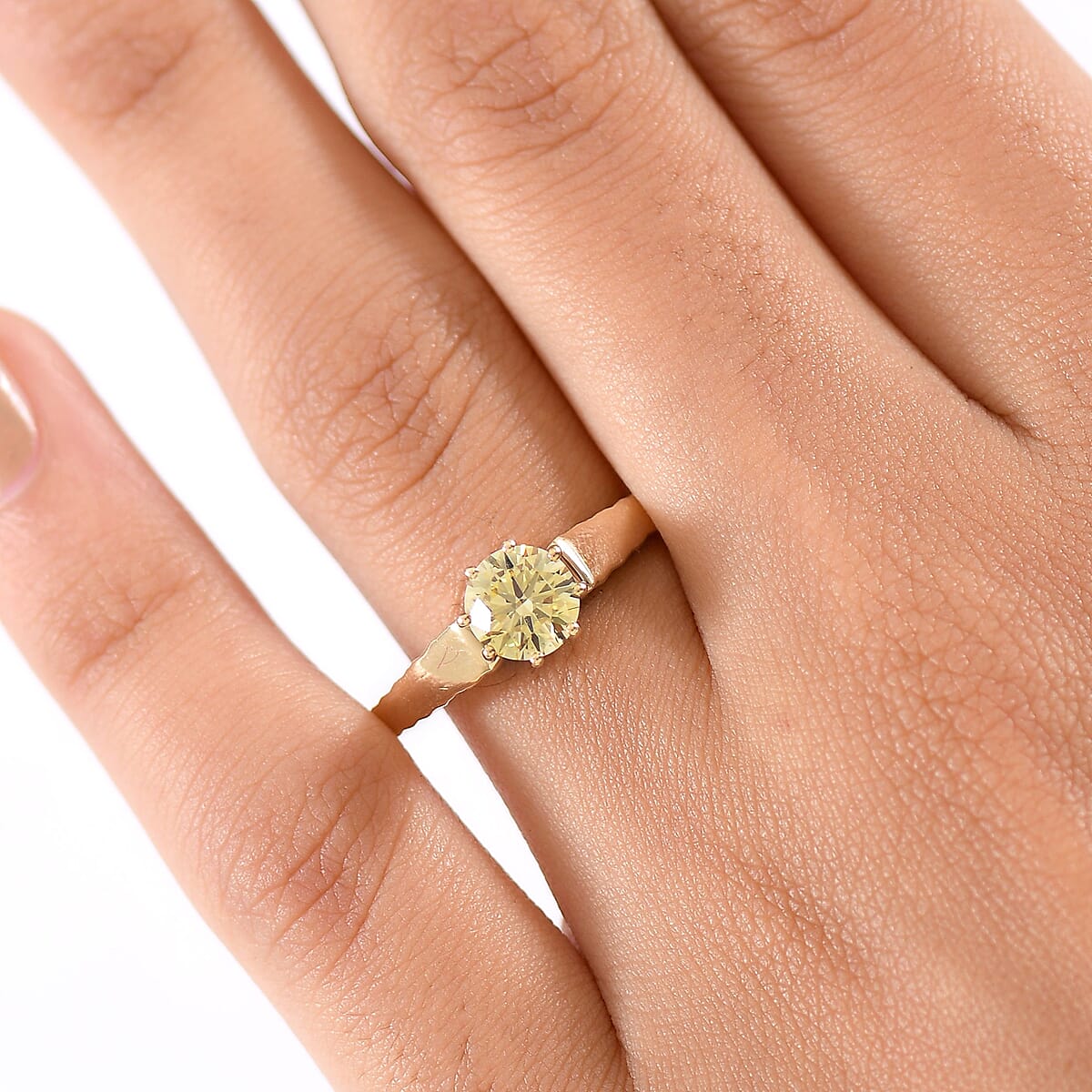 Luxuriant Lab Grown Yellow Diamond (IR) VS 1.00 ctw Sunlit Solitaire Ring in 10K Yellow Gold (Size 10.0) image number 2