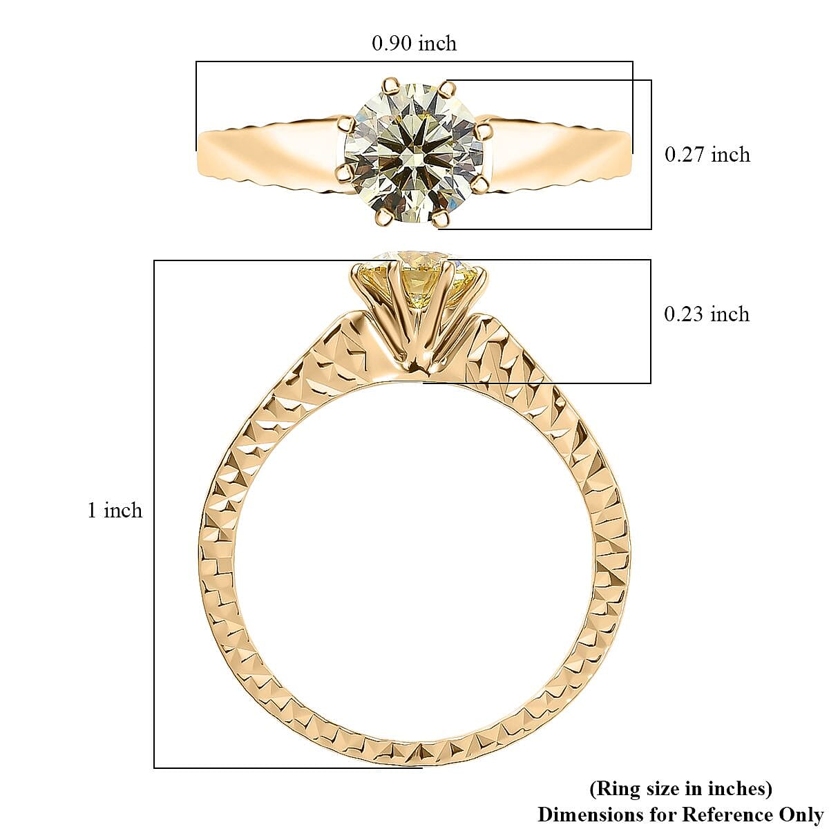 Luxuriant Lab Grown Yellow Diamond (IR) VS 1.00 ctw Sunlit Solitaire Ring in 10K Yellow Gold (Size 10.0) image number 5