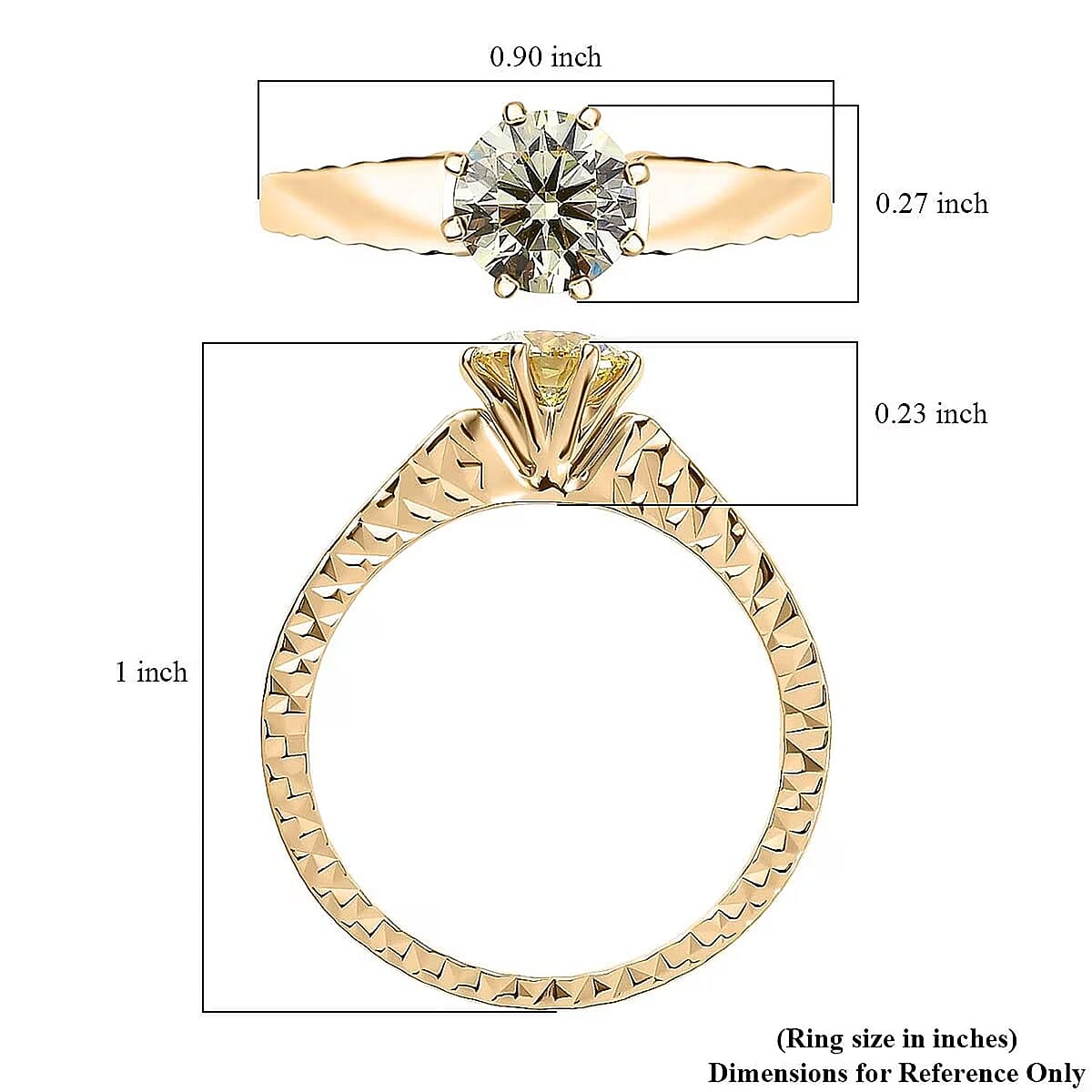 Luxuriant Lab Grown Yellow Diamond (IR) VS 1.00 ctw Sunlit Solitaire Ring in 10K Yellow Gold (Size 10.0) image number 6