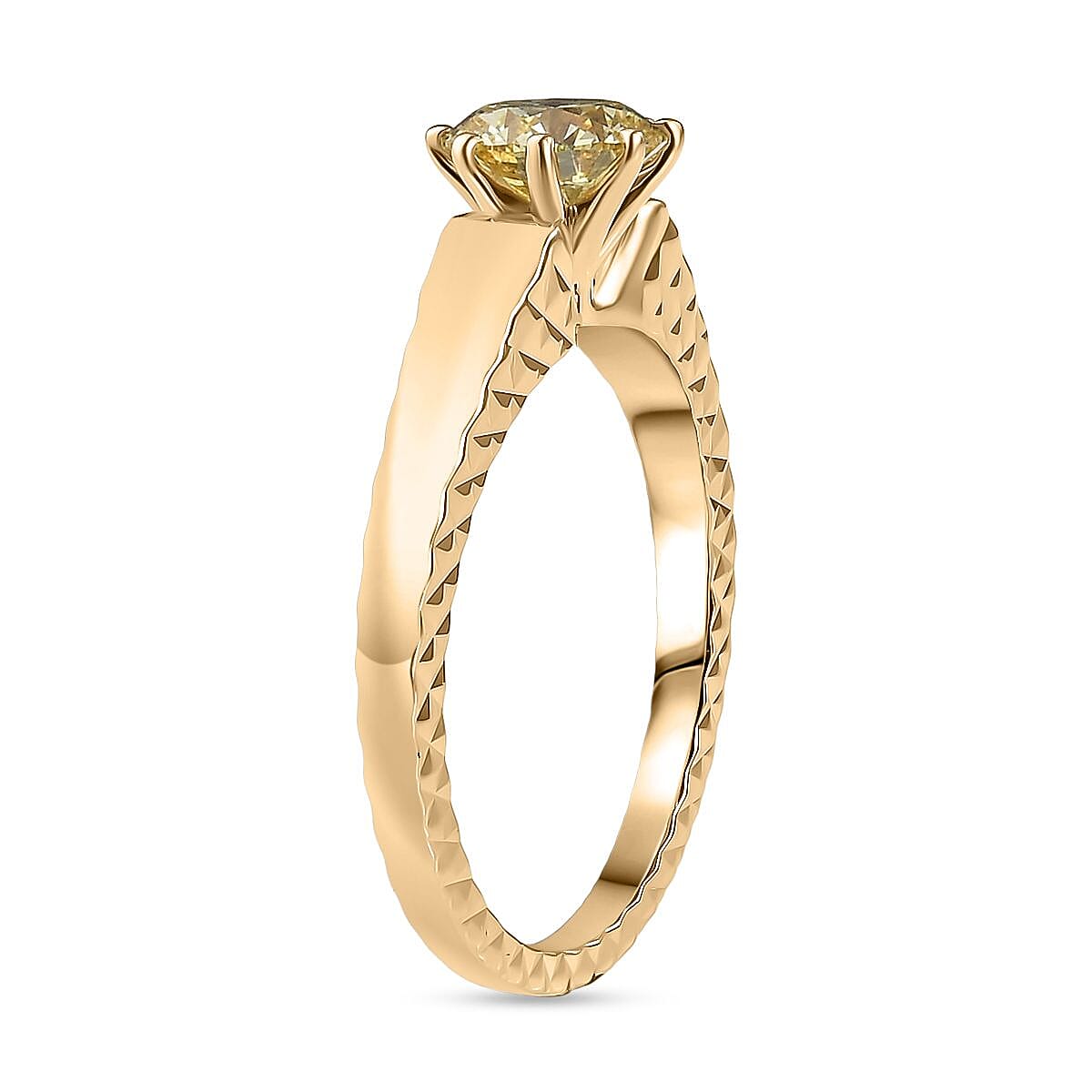 Luxuriant Lab Grown Yellow Diamond (VS) Solitaire Ring in 10K Yellow Gold 1.00 ctw (Size 7.0) image number 3