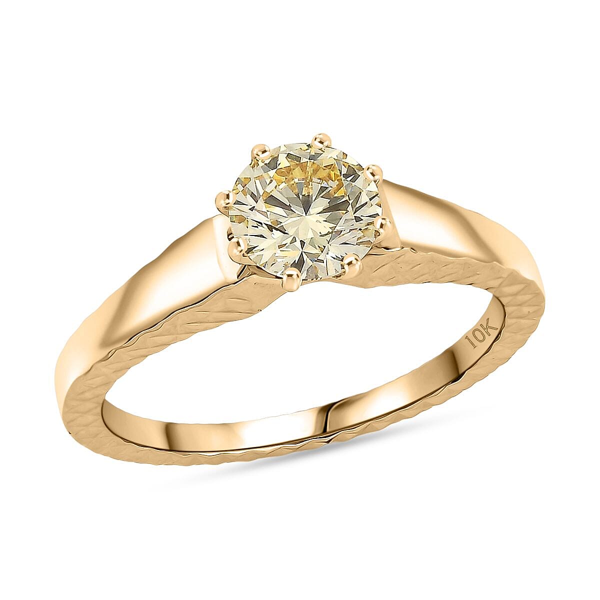 10K Yellow Gold Luxuriant Lab Grown Yellow Diamond (IR) (VS) Solitaire Ring (Size 10.0) 1.00 ctw