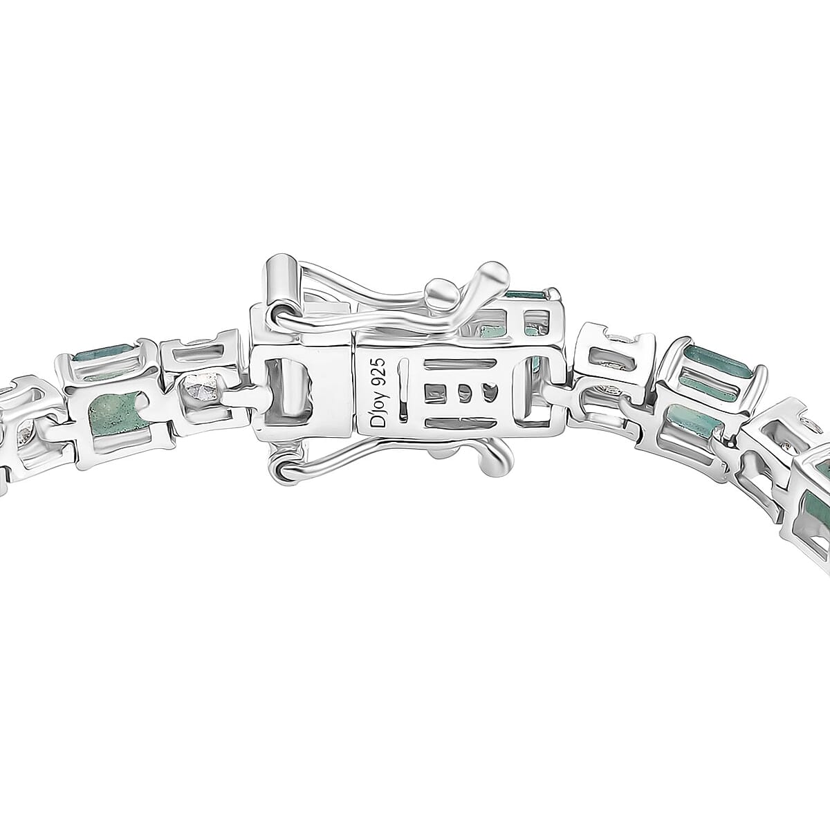 D'Joy Premium Asscher Cut Grandidierite and White Zircon 12.70 ctw Art Deco Bracelet in Rhodium Over Sterling Silver (7.25 In) image number 3