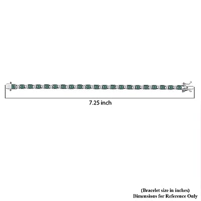 D'Joy Premium Asscher Cut Grandidierite and White Zircon 12.70 ctw Art Deco Bracelet in Rhodium Over Sterling Silver (7.25 In)