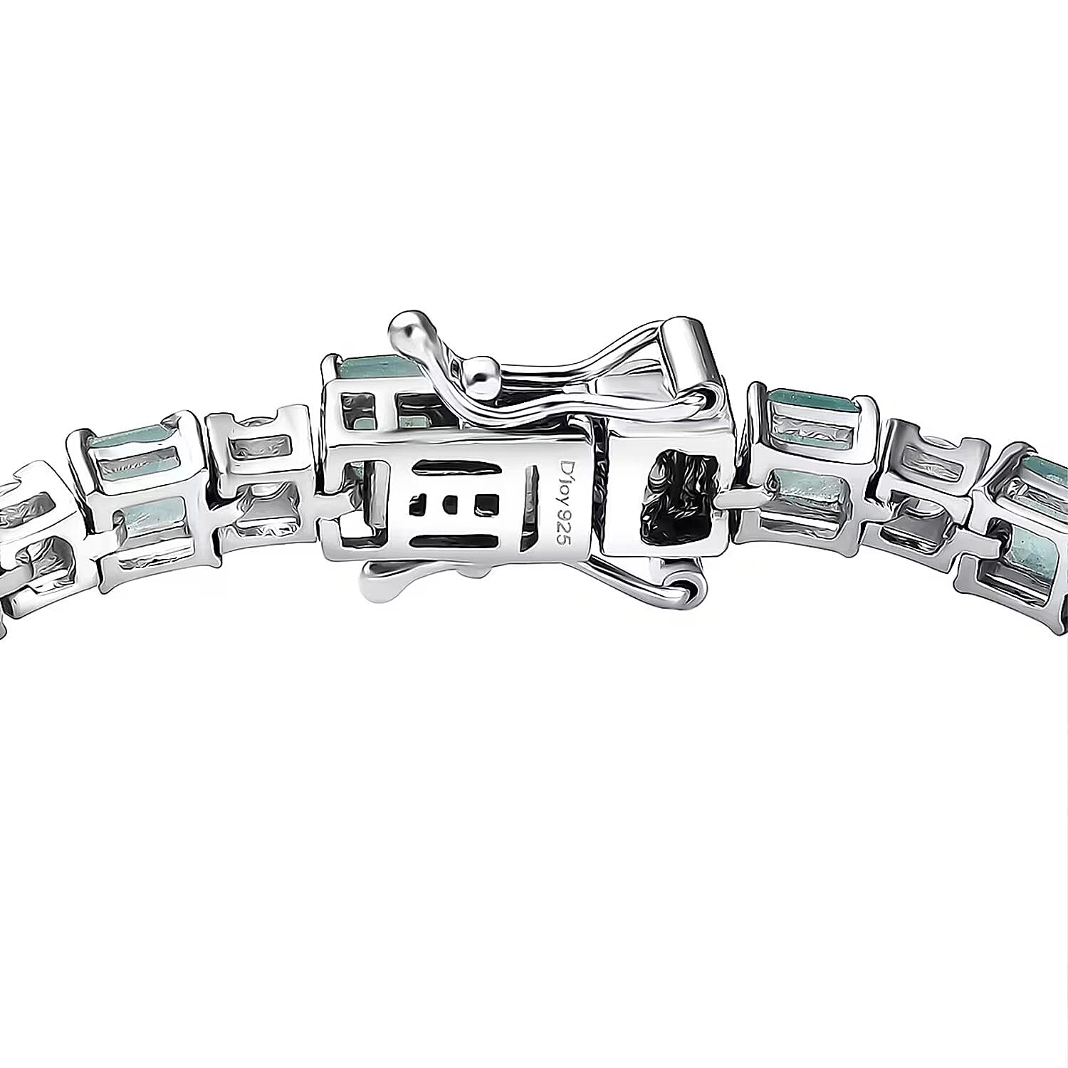 D'Joy Premium Asscher Cut Grandidierite and White Zircon 12.70 ctw Art Deco Bracelet in Rhodium Over Sterling Silver (7.25 In)