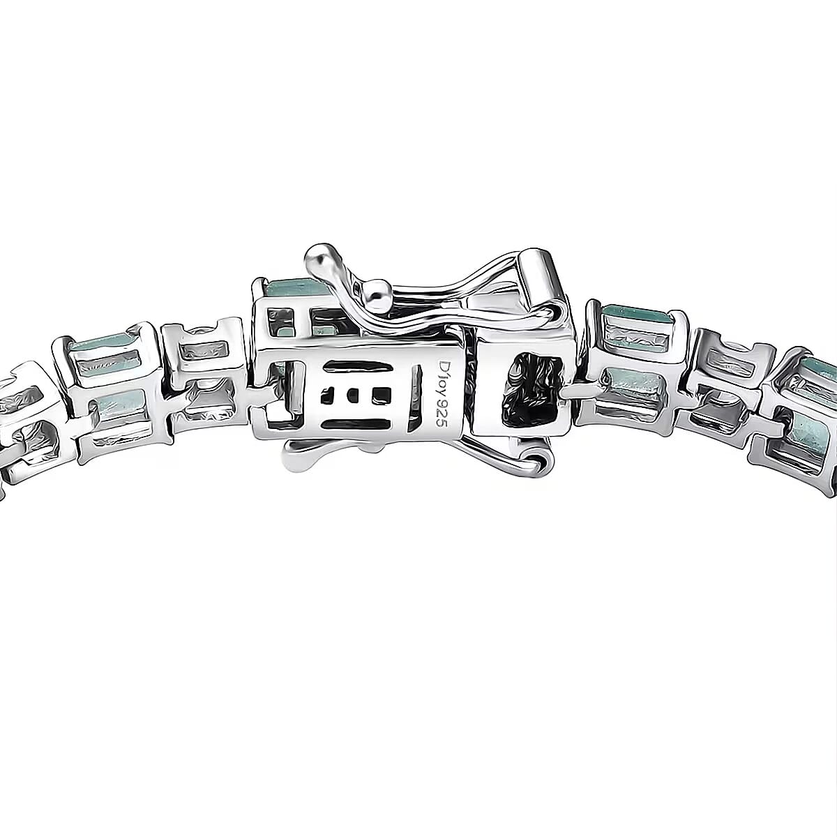 D'Joy Premium Asscher Cut Grandidierite and White Zircon 12.70 ctw Art Deco Bracelet in Rhodium Over Sterling Silver (7.25 In) image number 6