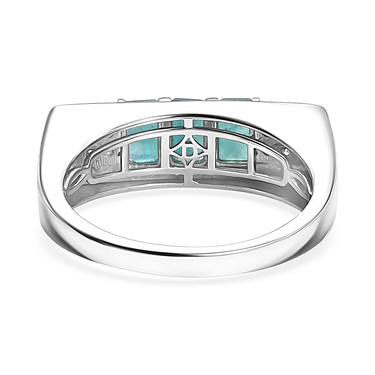D'Joy Premium Grandidierite and Moissanite 2.00 ctw Men's Ring in 18K Vermeil YG and Rhodium Over Sterling Silver (Size 10.0) image number 4