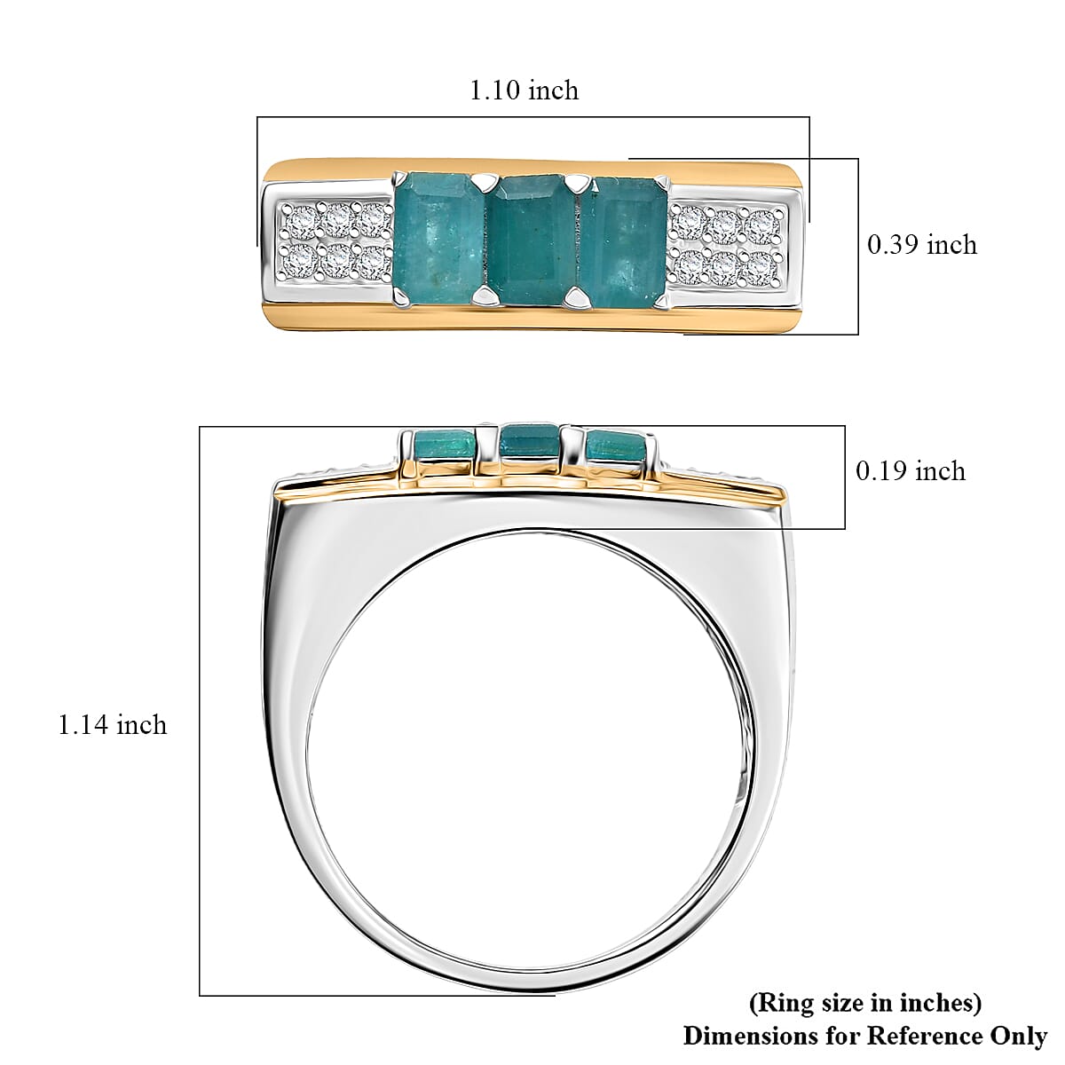 D'Joy Premium Grandidierite and Moissanite 2.00 ctw Men's Ring in 18K Vermeil YG and Rhodium Over Sterling Silver (Size 10.0) image number 5
