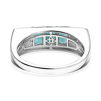 D'Joy Premium Grandidierite and Moissanite 2.00 ctw Men's Ring in 18K Vermeil YG and Rhodium Over Sterling Silver (Size 12.0)