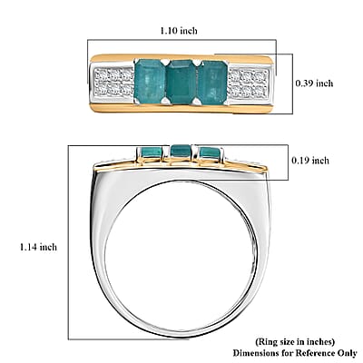 D'Joy Premium Grandidierite and Moissanite 2.00 ctw Men's Ring in 18K Vermeil YG and Rhodium Over Sterling Silver (Size 12.0)