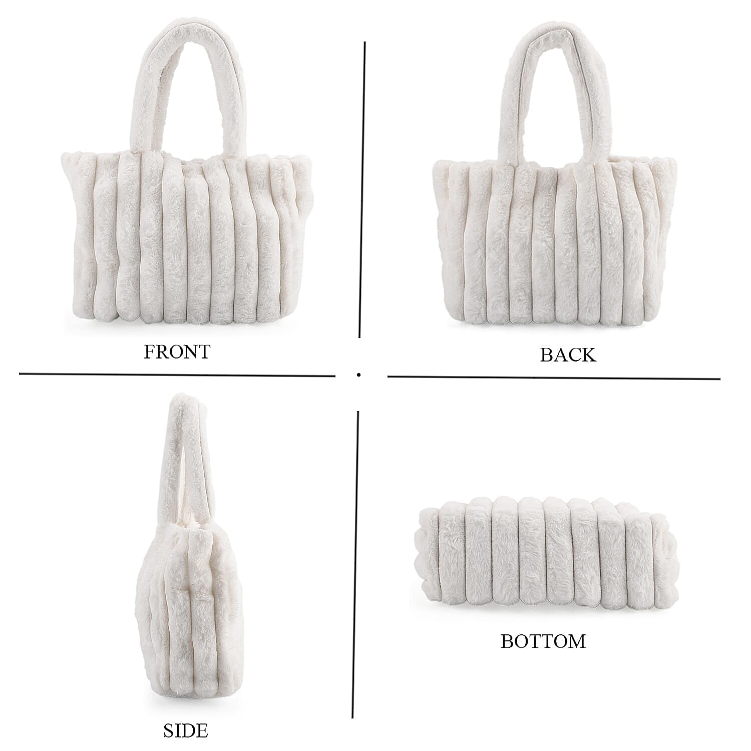 Tamsy White Polyester Faux Fur Shoulder Bag 