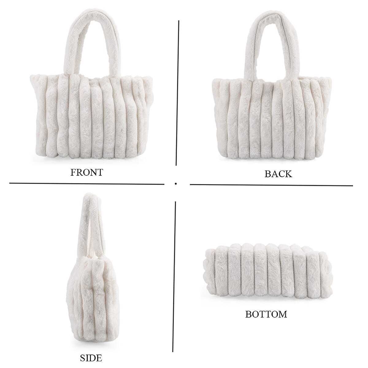 Tamsy White Polyester Faux Fur Shoulder Bag  image number 3