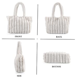 Tamsy White Polyester Faux Fur Shoulder Bag 
