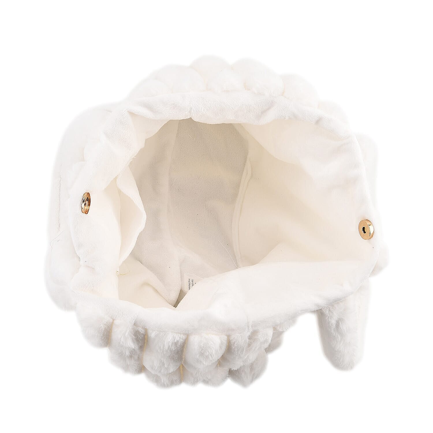 Tamsy White Polyester Faux Fur Shoulder Bag 
