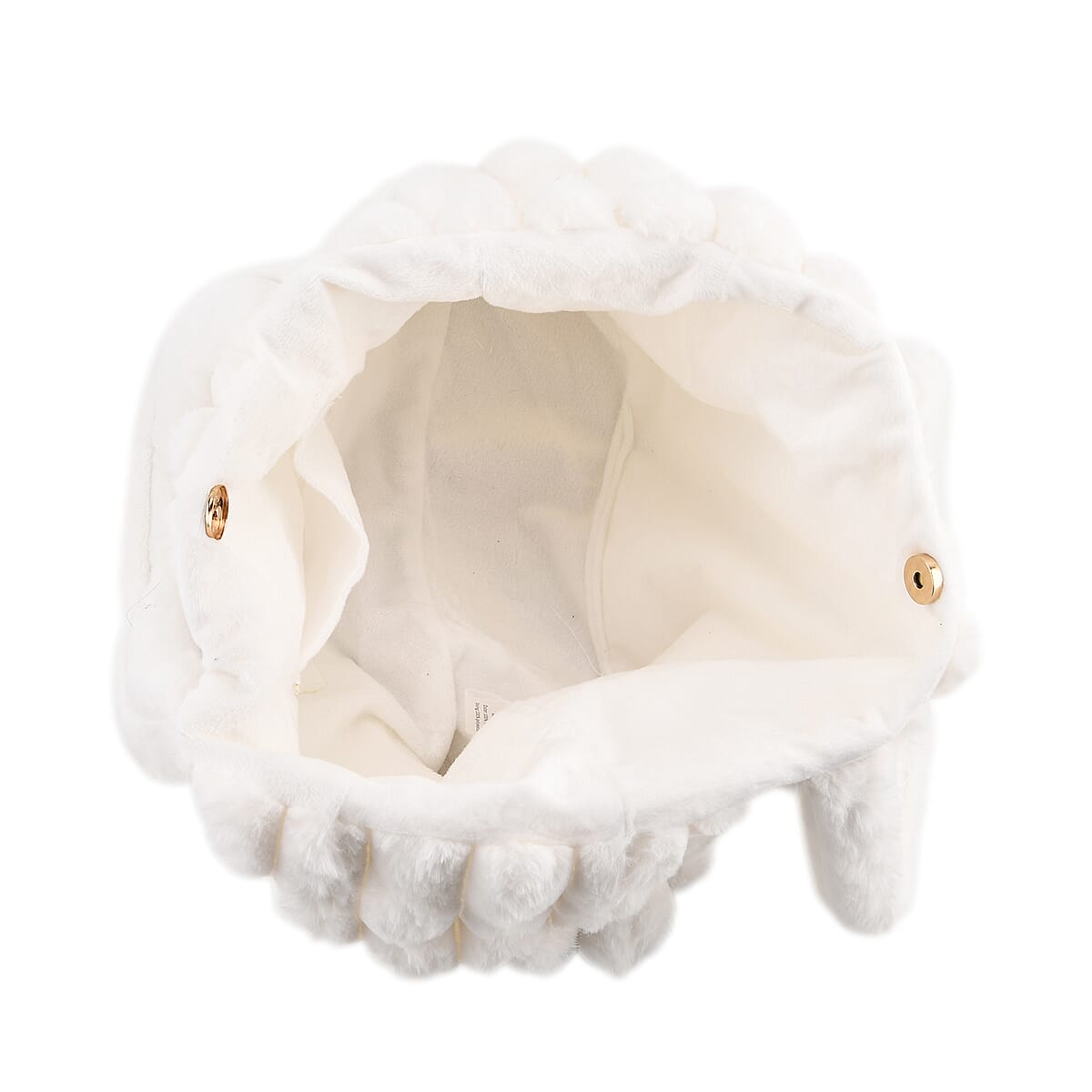 Tamsy White Polyester Faux Fur Shoulder Bag  image number 4