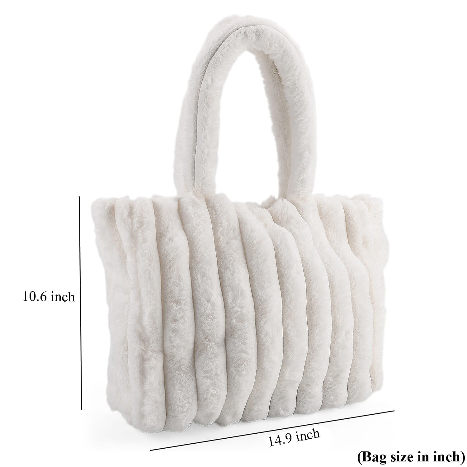 Tamsy White Polyester Faux Fur Shoulder Bag 