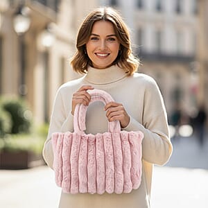 Tamsy Pink Polyester Faux Fur Shoulder Bag 