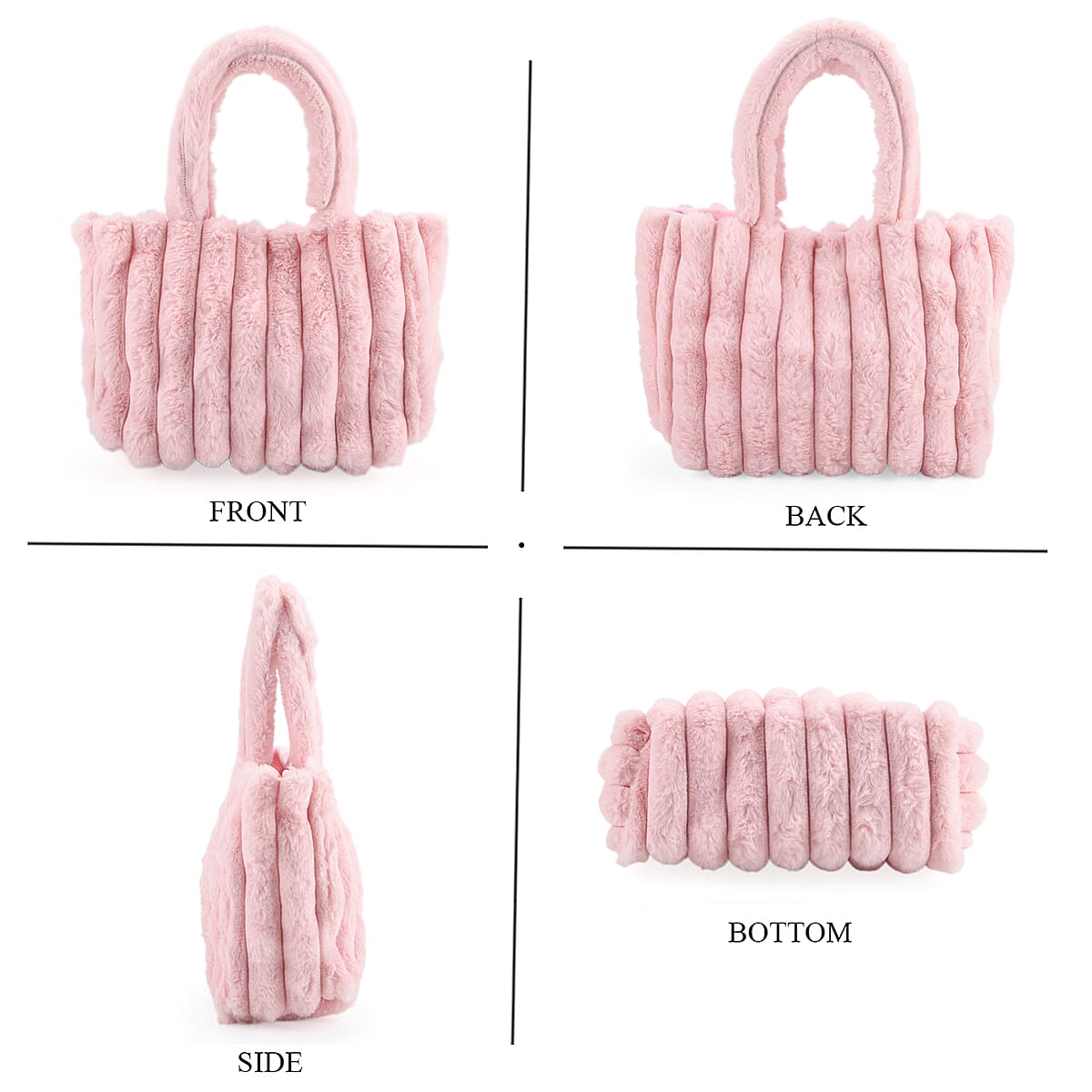 Tamsy Pink Polyester Faux Fur Shoulder Bag  image number 3