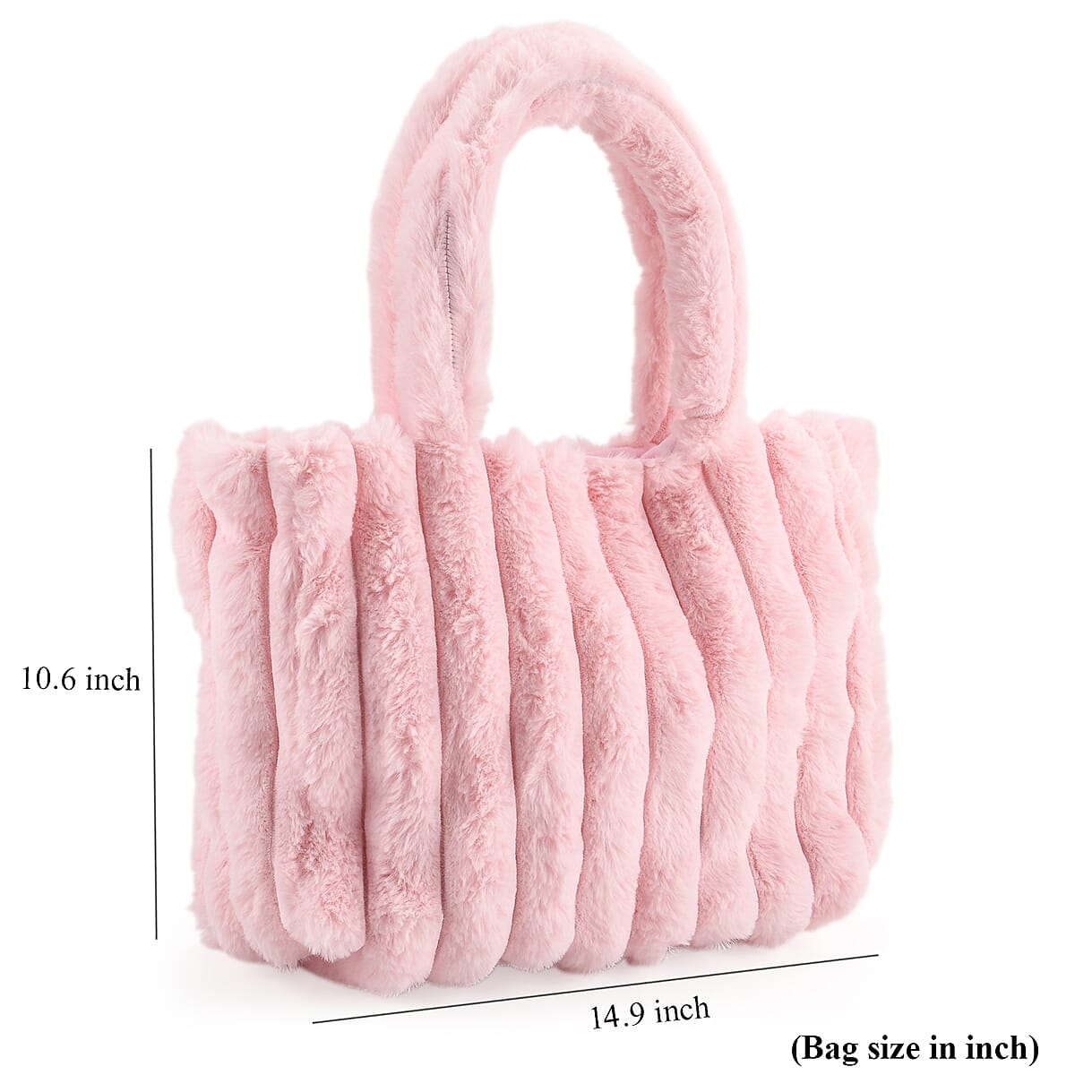 Tamsy Pink Polyester Faux Fur Shoulder Bag  image number 5