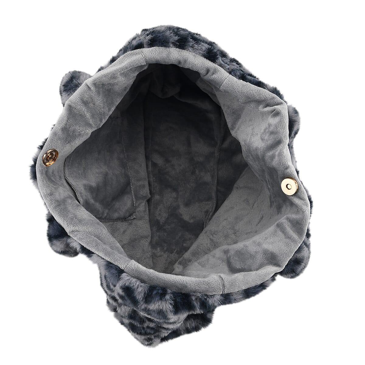 Tamsy Navy Leopard Print Polyester Faux Fur Shoulder Bag  image number 4