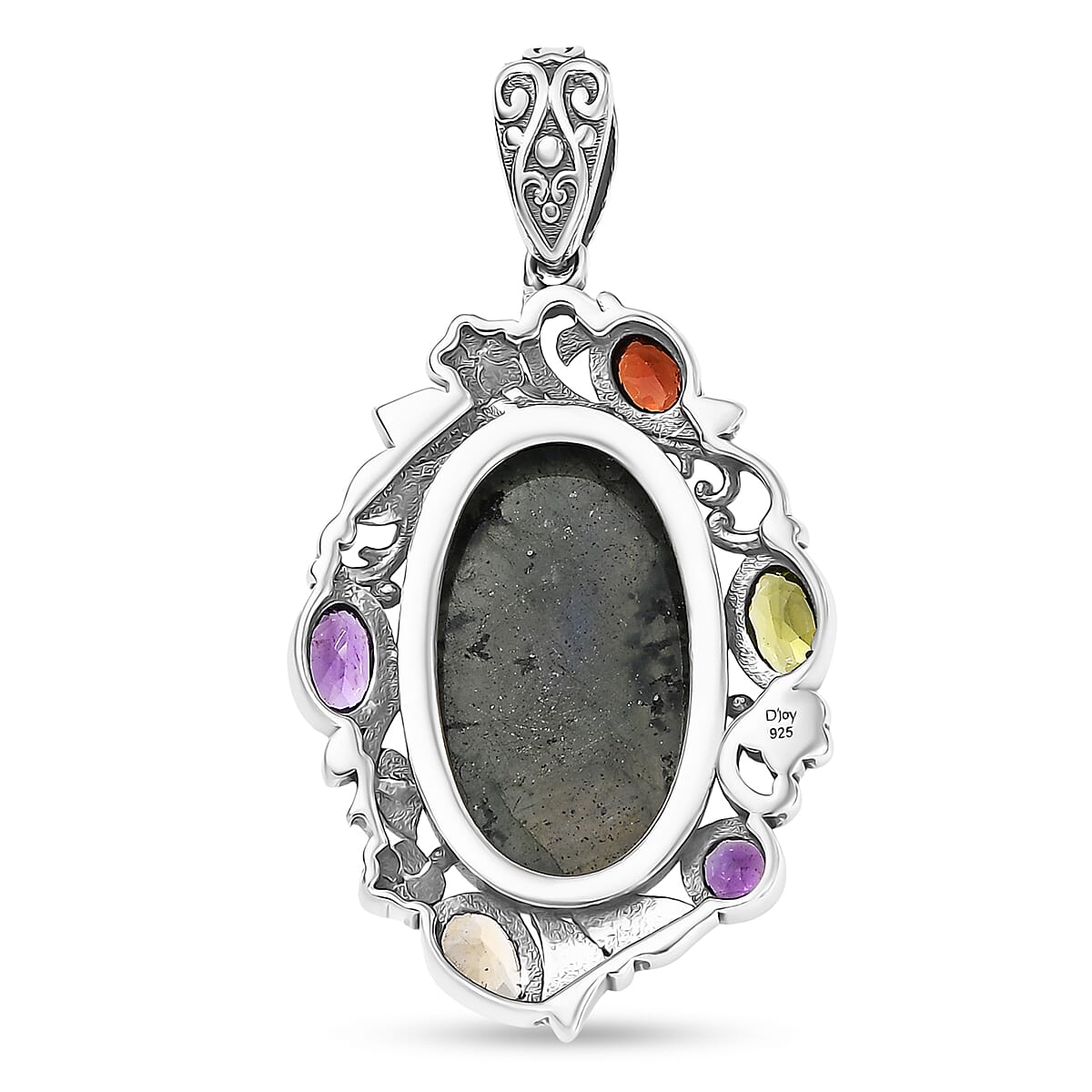 Doorbuster D'Joy Artisan Crafted Malagasy Labradorite and Multi Gemstone 13.40 ctw Pendant without Chain in Sterling Silver image number 4