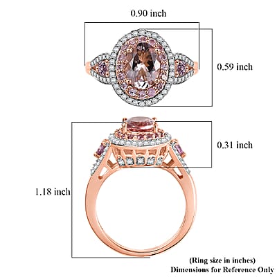 D'Joy Premium Pink Morganite and Multi Gemstone 2.70 ctw Blush Coronet Ring in 18K Vermeil Rose Gold Over Sterling Silver (Size 5.0)