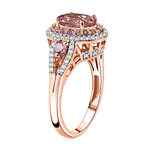 D'Joy Premium Pink Morganite and Multi Gemstone 2.70 ctw Blush Coronet Ring in 18K Vermeil Rose Gold Over Sterling Silver (Size 6.0)