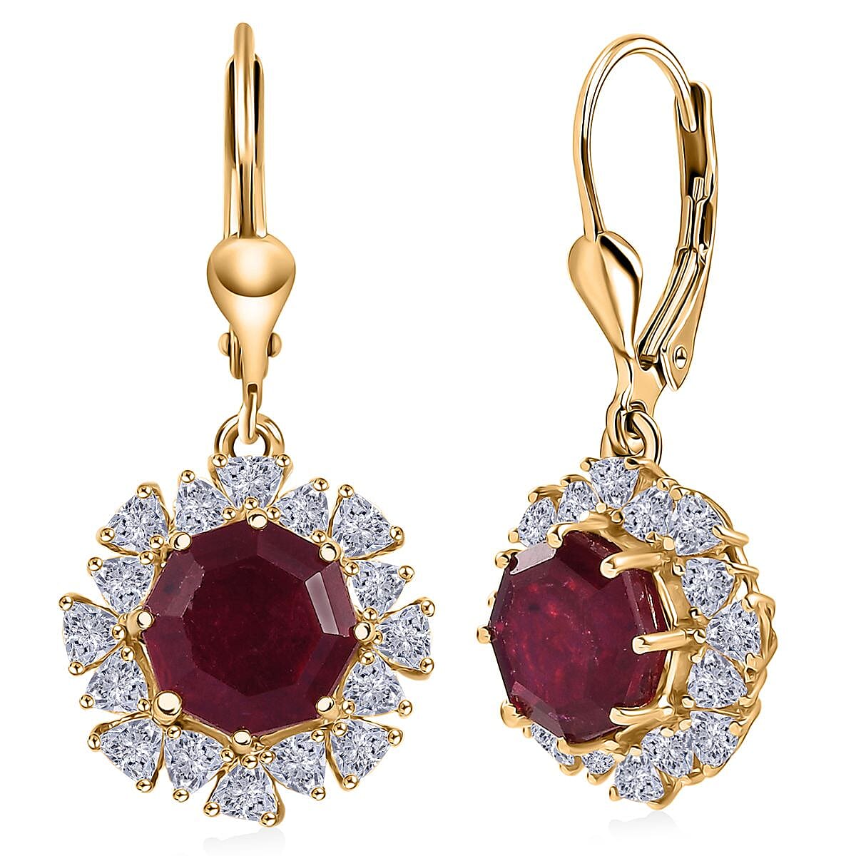 D'Joy Niassa Ruby (FF), Moissanite Earrings in 18K Vermeil YG Over Sterling Silver 9.10 ctw image number 0