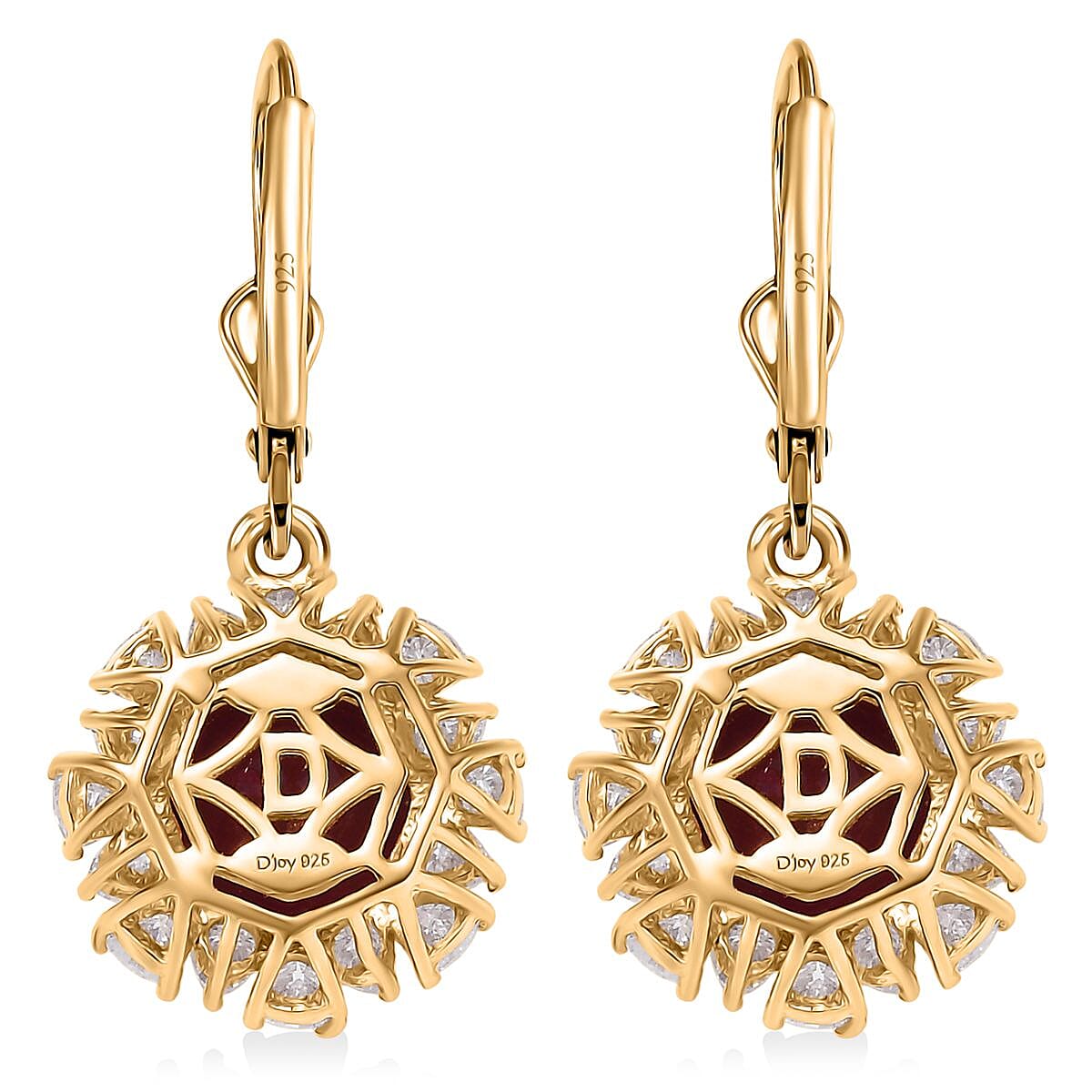 D'Joy Niassa Ruby (FF), Moissanite Earrings in 18K Vermeil YG Over Sterling Silver 9.10 ctw image number 5