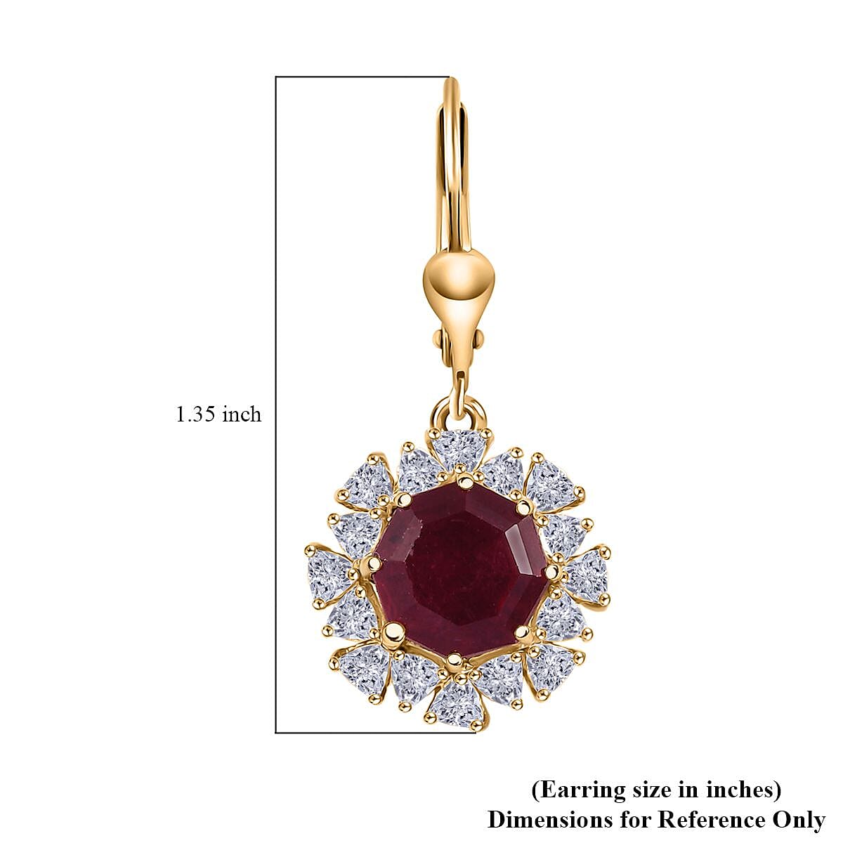D'Joy Niassa Ruby (FF), Moissanite Earrings in 18K Vermeil YG Over Sterling Silver 9.10 ctw image number 6