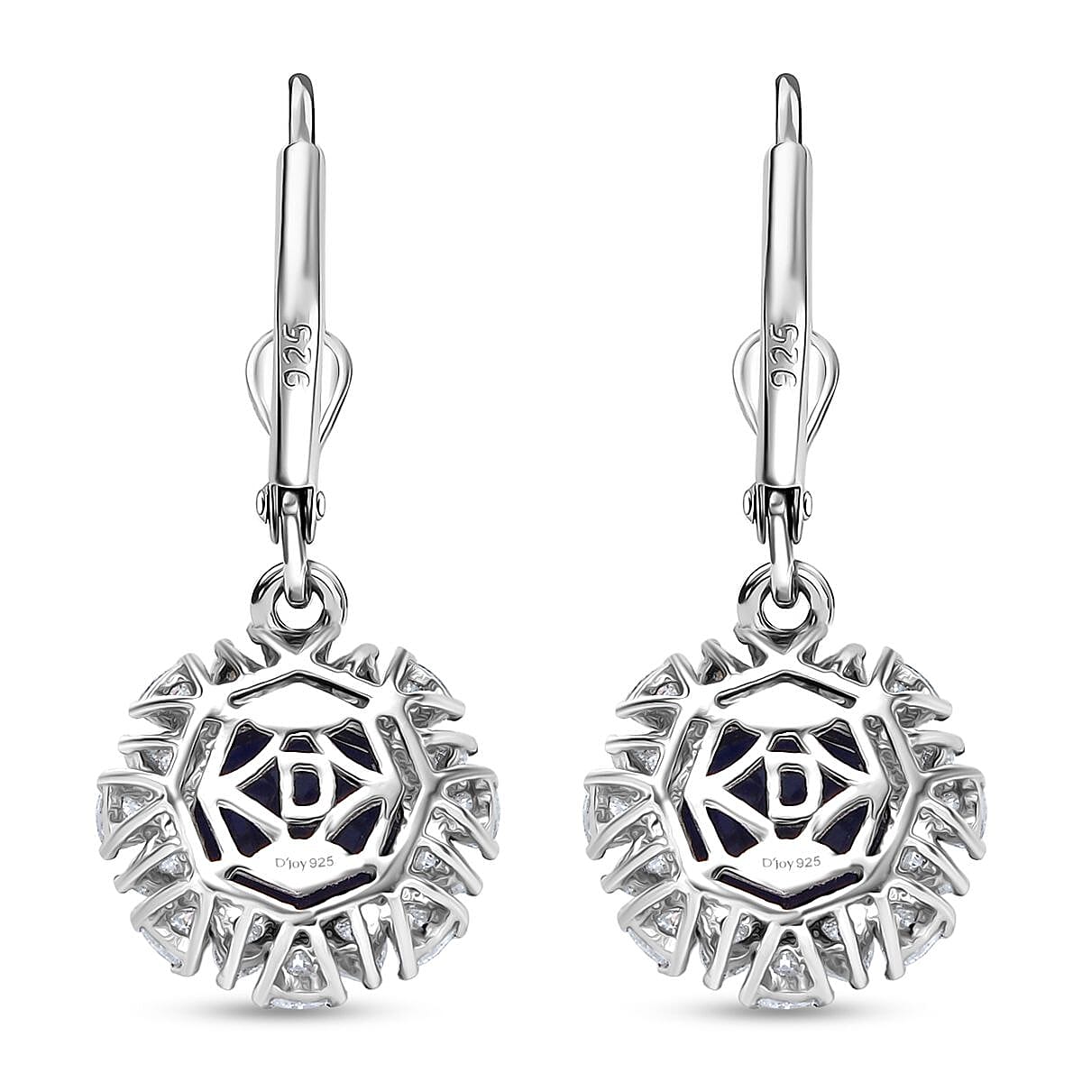 D'Joy Masoala Sapphire (D) and Moissanite 8.10 ctw Earrings in Rhodium Over Sterling Silver image number 4