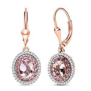 D'Joy Premium Pink Morganite and Multi Gemstone 2.00 ctw Blush Coronet Earrings in 18K Vermeil Rose Gold Over Sterling Silver