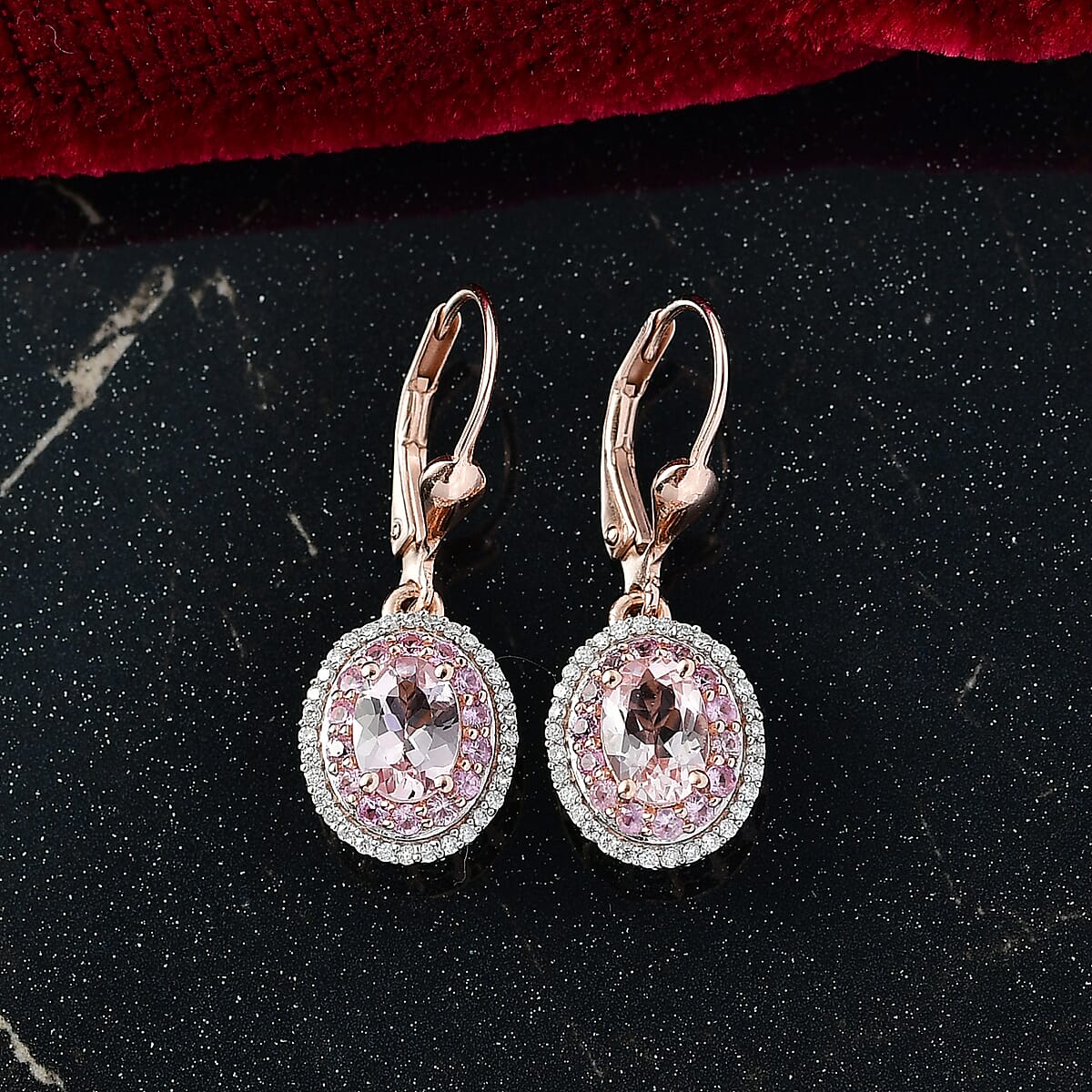 D'Joy Premium Pink Morganite and Multi Gemstone 2.00 ctw Blush Coronet Earrings in 18K Vermeil Rose Gold Over Sterling Silver image number 1