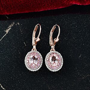 D'Joy Premium Pink Morganite and Multi Gemstone 2.00 ctw Blush Coronet Earrings in 18K Vermeil Rose Gold Over Sterling Silver