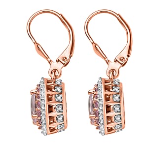 D'Joy Premium Pink Morganite and Multi Gemstone 2.00 ctw Blush Coronet Earrings in 18K Vermeil Rose Gold Over Sterling Silver