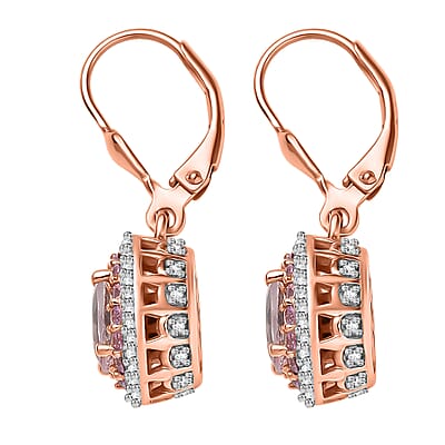 D'Joy Premium Pink Morganite and Multi Gemstone 2.00 ctw Blush Coronet Earrings in 18K Vermeil Rose Gold Over Sterling Silver