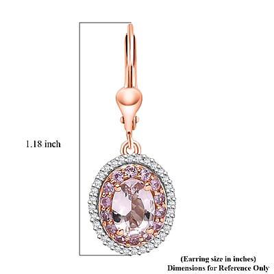 D'Joy Premium Pink Morganite and Multi Gemstone 2.00 ctw Blush Coronet Earrings in 18K Vermeil Rose Gold Over Sterling Silver