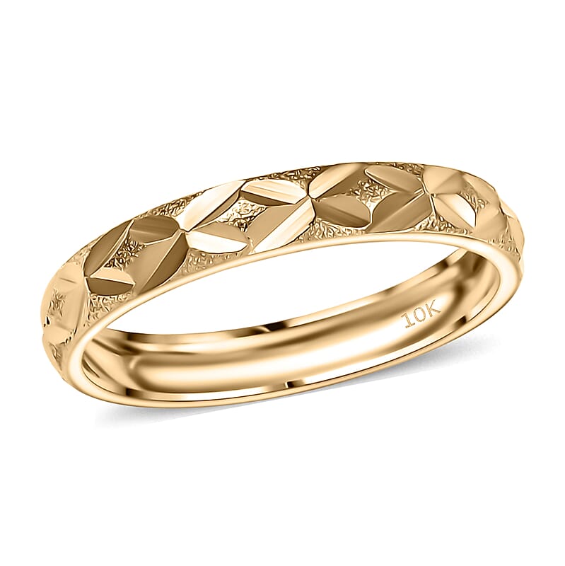 Textured Leaf Band Ring in 10K Yellow Gold (Size 8.0) 2.06 Grams