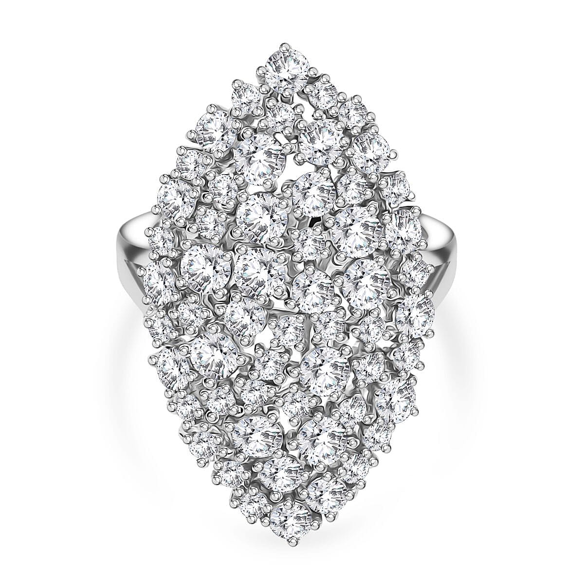 D'Joy Moissanite 2.95 ctw Ring in Rhodium Over Sterling Silver (Size 6.5)