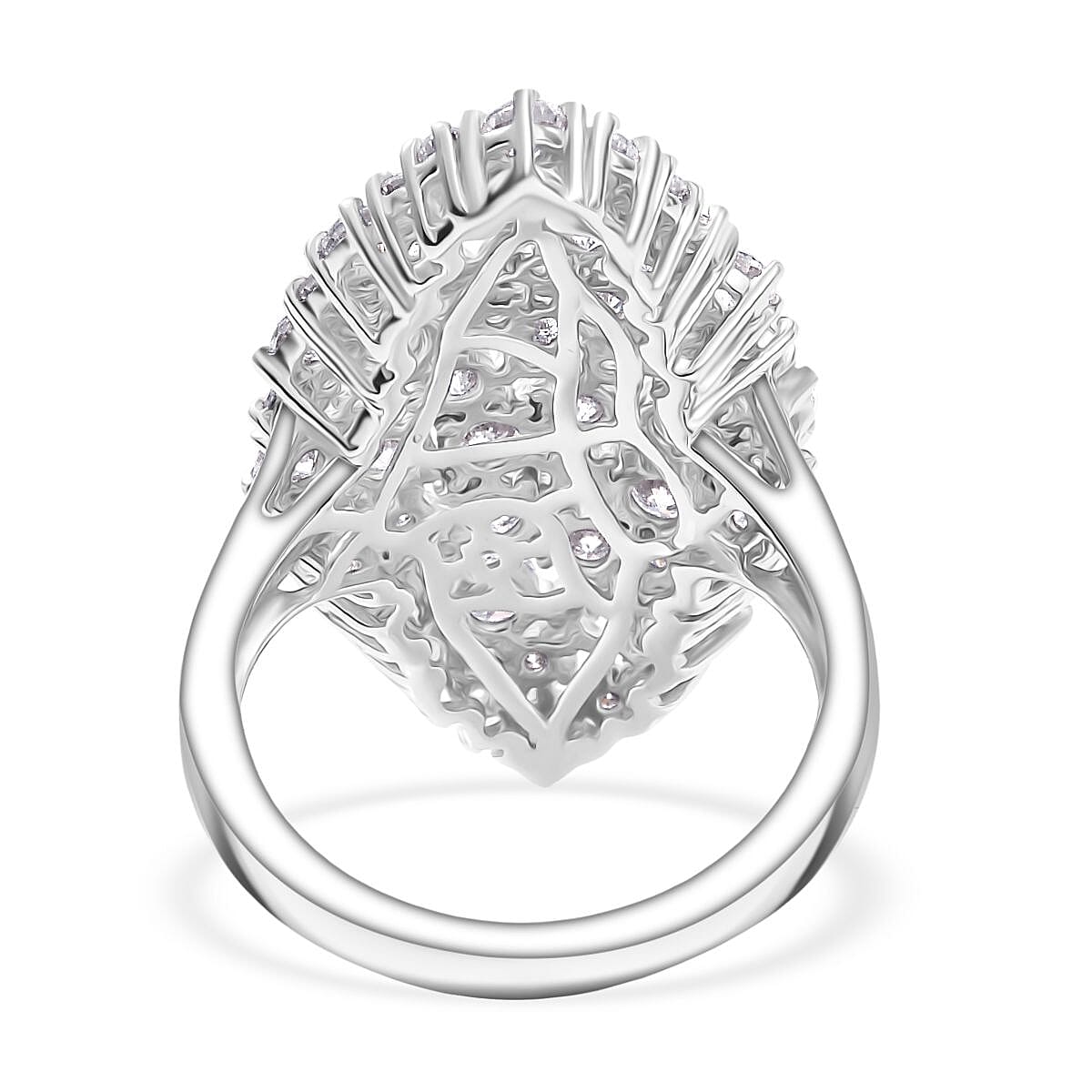 D'Joy Moissanite 2.95 ctw Ring in Rhodium Over Sterling Silver (Size 6.5)