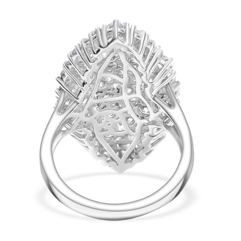 D'Joy Moissanite 2.95 ctw Ring in Rhodium Over Sterling Silver (Size 6.5)