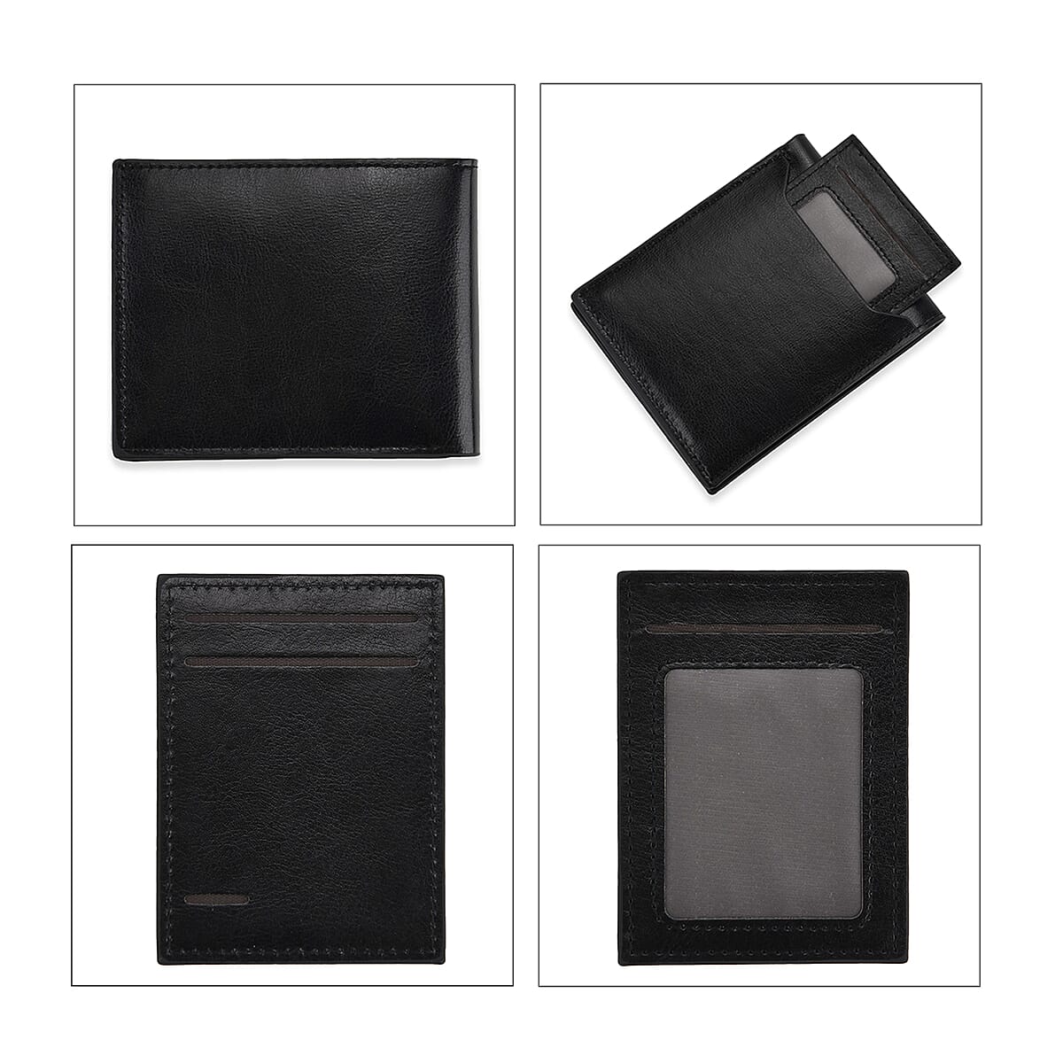 Livmore Black Faux Leather RFID-blocking Purse with RFID Card, Pen and Multipurpose Knife image number 4