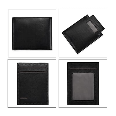 Livmore Black Faux Leather Purse with RFID Card, Pen and Multipurpose Knife Set